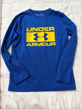 Under Armour Blue Long Sleeve Tee with Yellow Logo